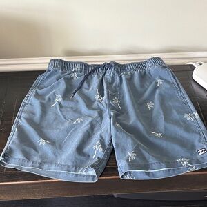 Billabong navy trunks with Cream Palm Design
